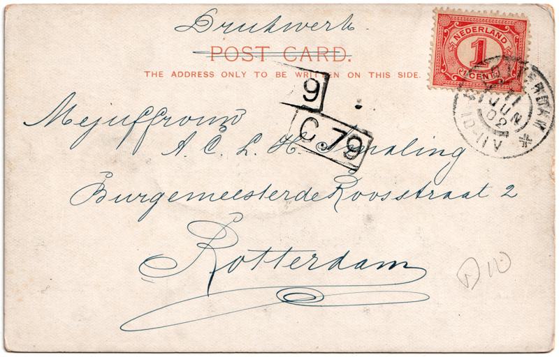 The reverse of an old postcard. The postcard is of Abingdon: River Thames