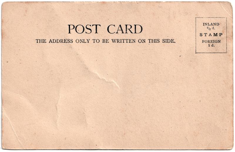 The reverse of an old postcard. The postcard is of Abingdon: River Thames