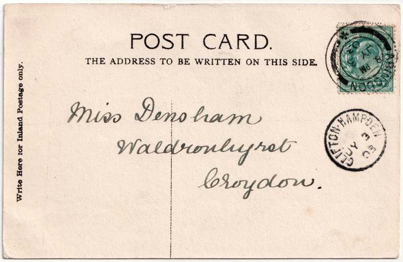 The reverse of an old postcard. The postcard is of Abingdon: St. Helen's from the Bridge