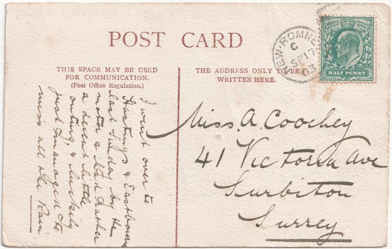 The reverse of an old postcard. The postcard is of Abingdon: Radley College