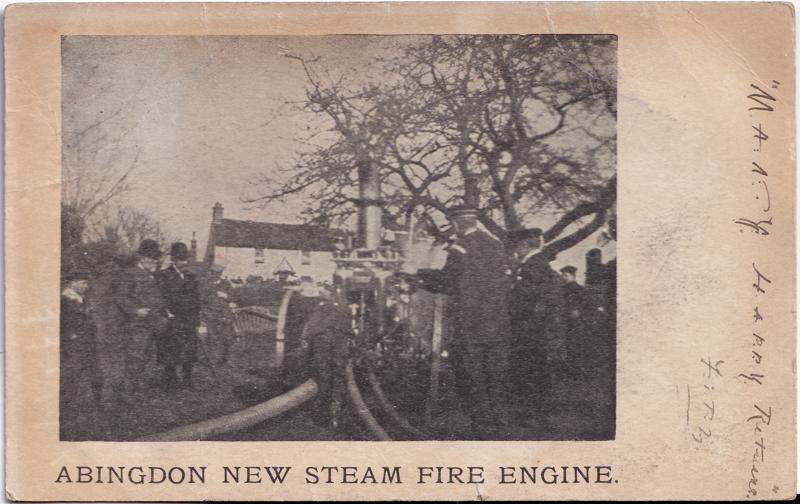 The front of an old postcard. The postcard is of Abingdon: The Bridge