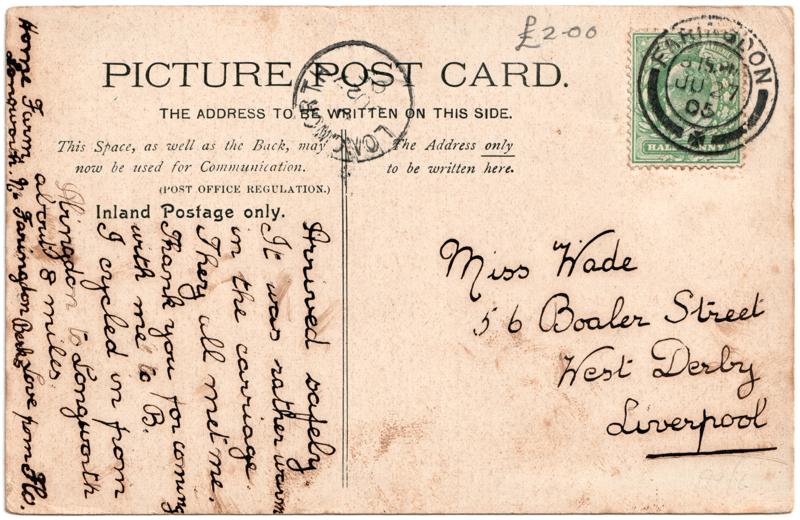 The reverse of an old postcard. The postcard is of Abingdon: River Thames