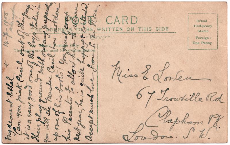 The reverse of an old postcard. The postcard is of Abingdon: Other local interest