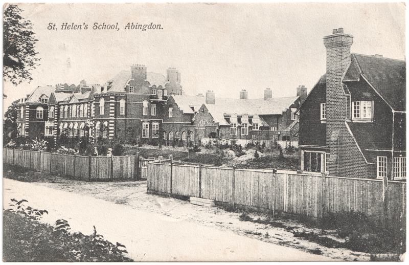 The front of an old postcard. The postcard is of Abingdon: Other Streets