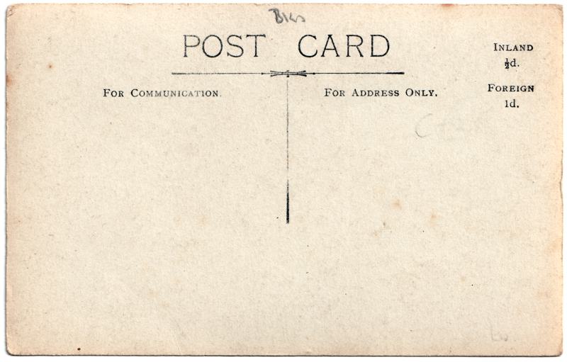 The reverse of an old postcard. The postcard is of Abingdon: Albert Park and Abingdon School