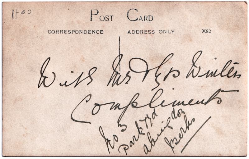 The reverse of an old postcard. The postcard is of Abingdon: Other local interest