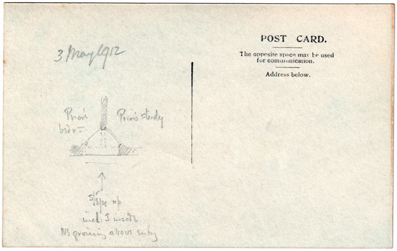 The reverse of an old postcard. The postcard is of Abingdon: The Abbey Buildings