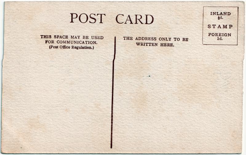 The reverse of an old postcard. The postcard is of Abingdon: River Thames