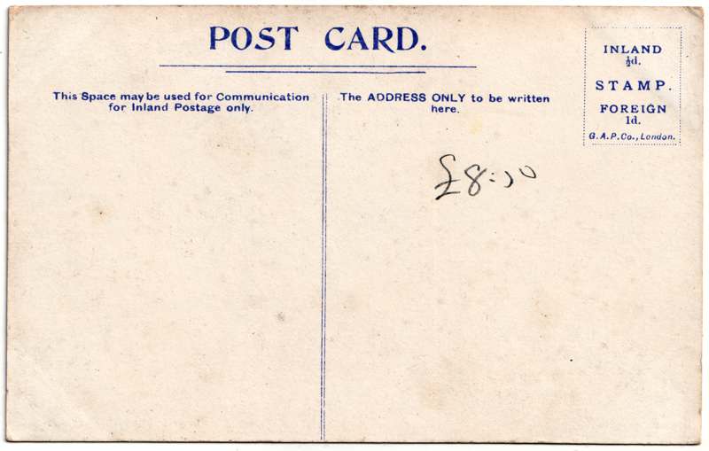 The reverse of an old postcard. The postcard is of Abingdon: Other Streets