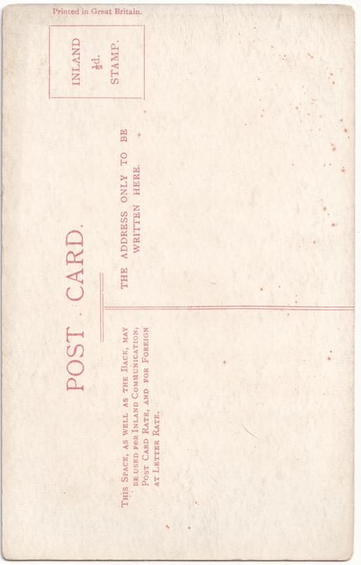 The reverse of an old postcard. The postcard is of Abingdon: St. Helen's Church and the Almshouses