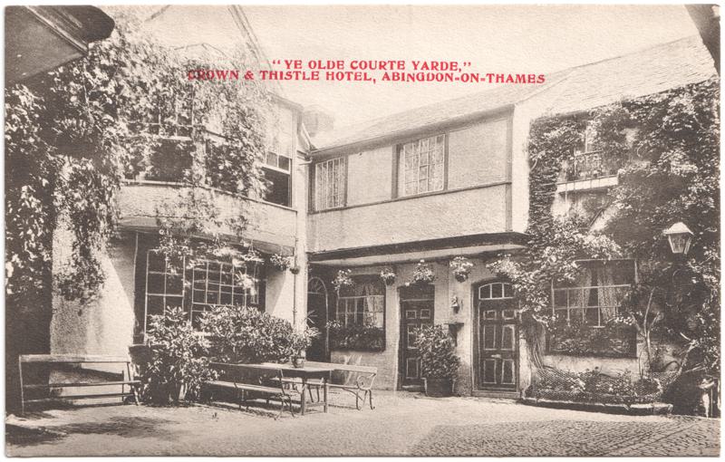 The front of an old postcard. The postcard is of Abingdon: Other local interest