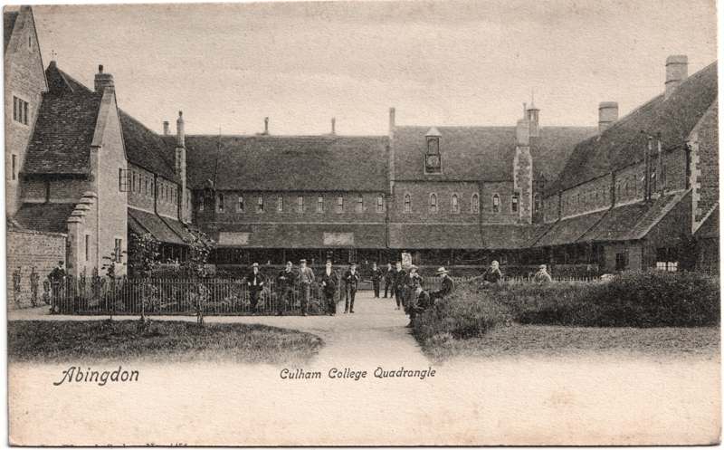 The front of an old postcard. The postcard is of Abingdon: Other local interest