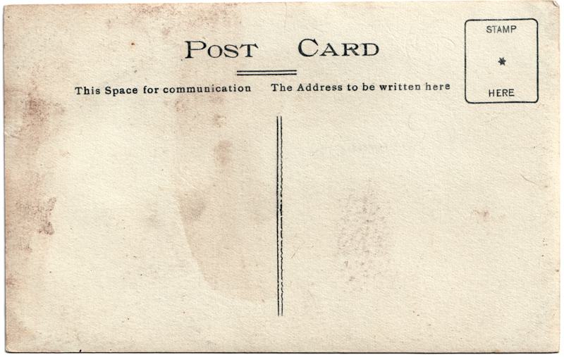 The reverse of an old postcard. The postcard is of Abingdon: Town Centre Streets