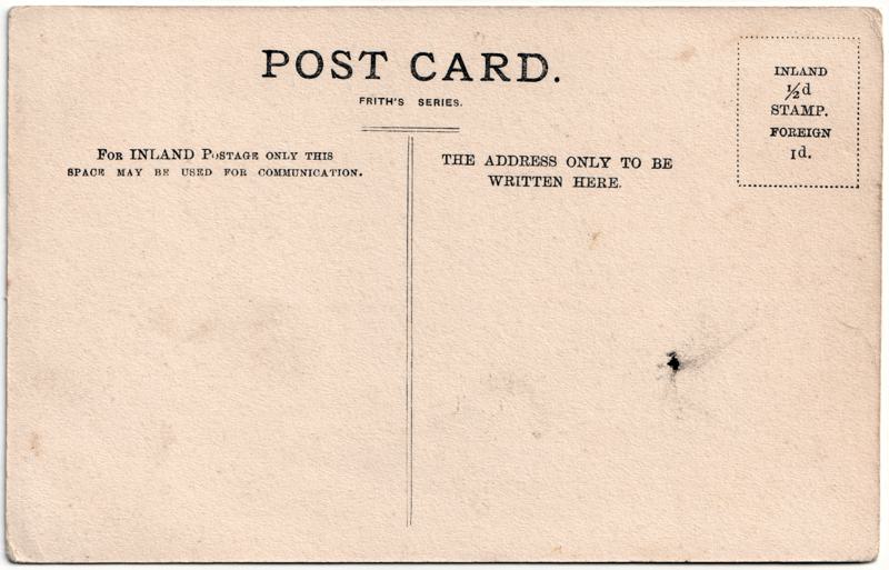 The reverse of an old postcard. The postcard is of Abingdon: River Thames