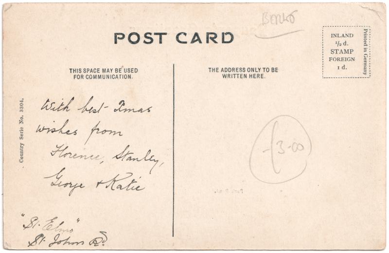 The reverse of an old postcard. The postcard is of Abingdon: Albert Park and Abingdon School