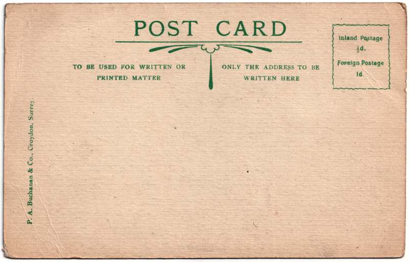 The reverse of an old postcard. The postcard is of Abingdon: Schools