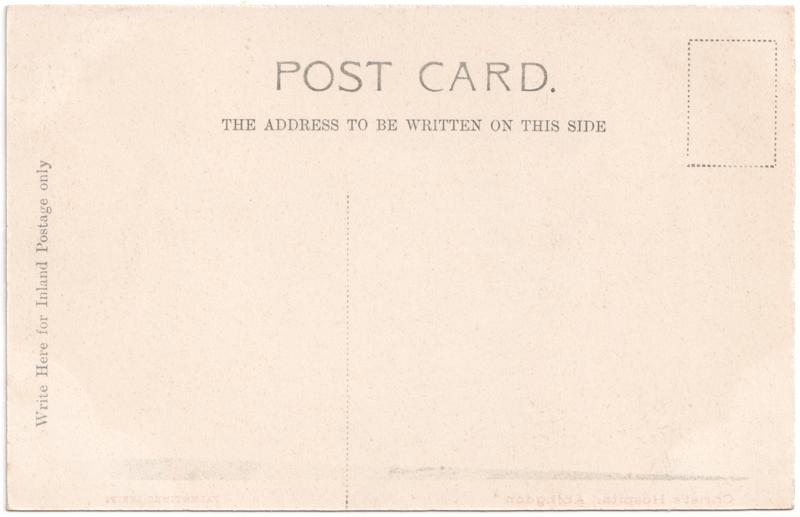 The reverse of an old postcard. The postcard is of Abingdon: St. Helen's Church and the Almshouses