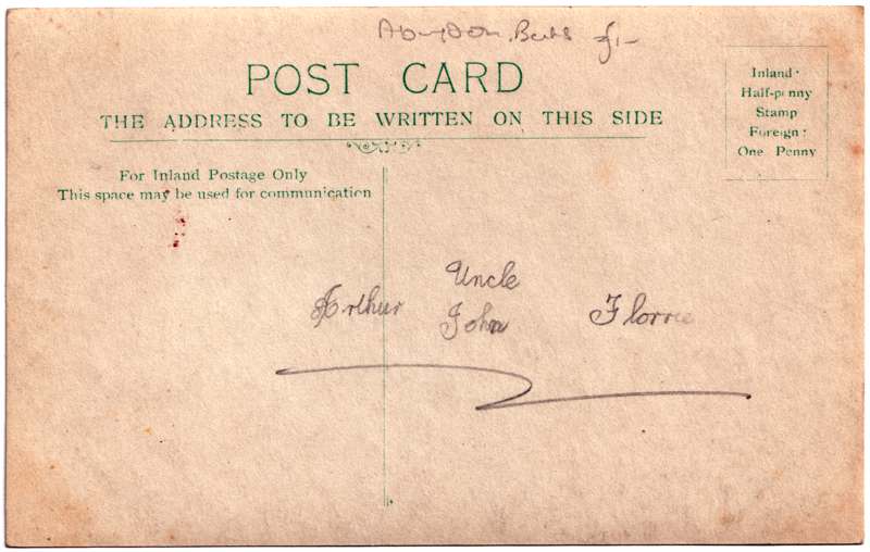 The reverse of an old postcard. The postcard is of Abingdon: Abingdon Lock