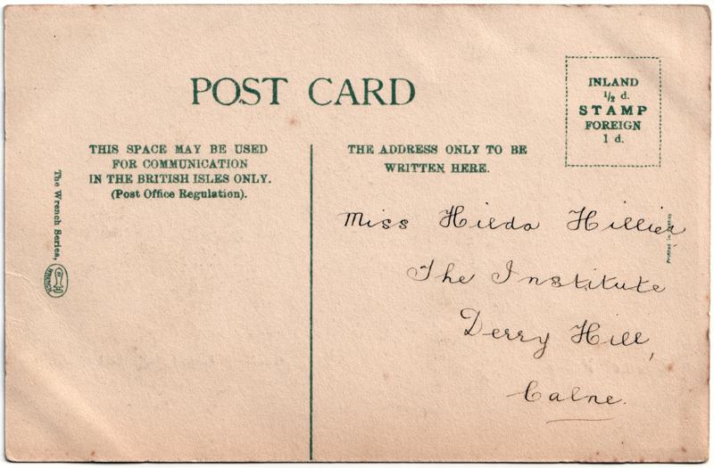 The reverse of an old postcard. The postcard is of Abingdon: The Bridge